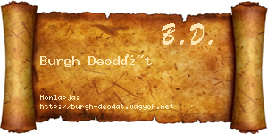 Burgh Deodát névjegykártya